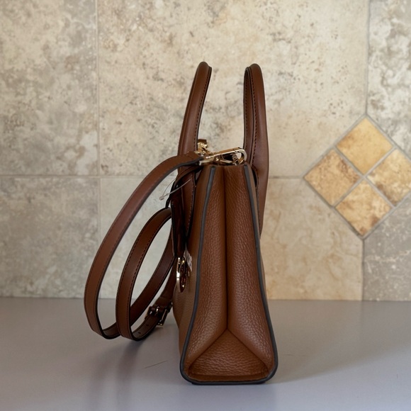 Michael Kors Mirella Small Shopper Tote Shoulder Bag Brown Luggage - Picture 7 of 15